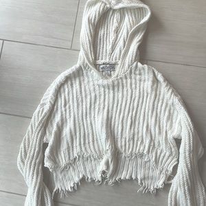 Cropped White Wildfox Sweater